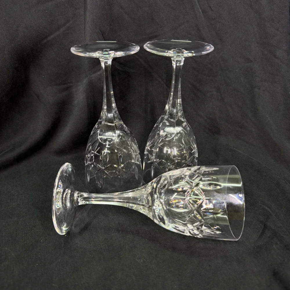 Atlantis Crystal Chartres Wine Glasses Set of 3 Cut Lead Crystal Portugal 6.75in